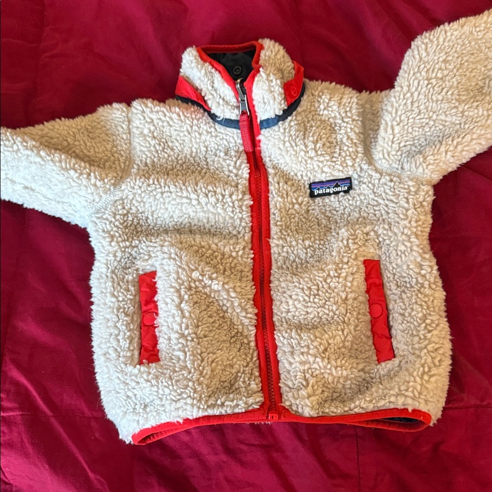 Reversible Patagonia Cream and Red Sherpa Jacket
